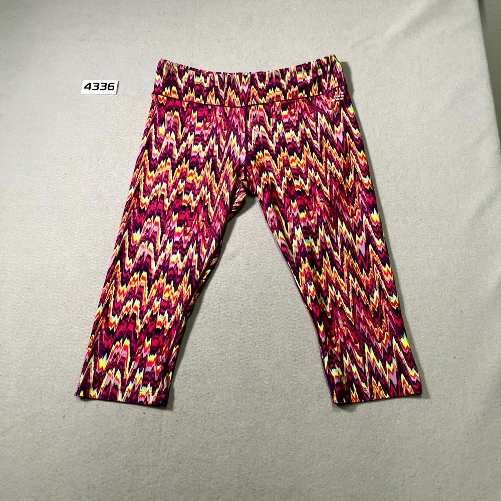 BCG‎ Compression Capri Leggings Womens Large Pink Purple Zig Zag Athletic Yoga